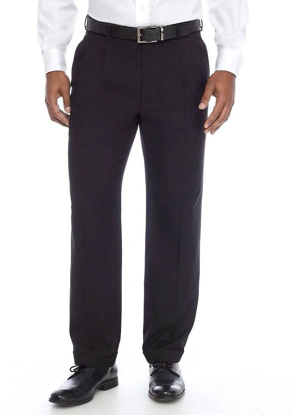 NWT Saddlebred 100% Cotton Pleated Cuffed Black Pants Men Size 38x32 (A6)